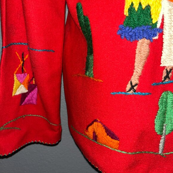 40'S VINTAGE KEYSTONE EXPORT WOOL MEXICAN EMBROIDERED TOURIST SOUVENIR JACKET - Picture 9 of 10